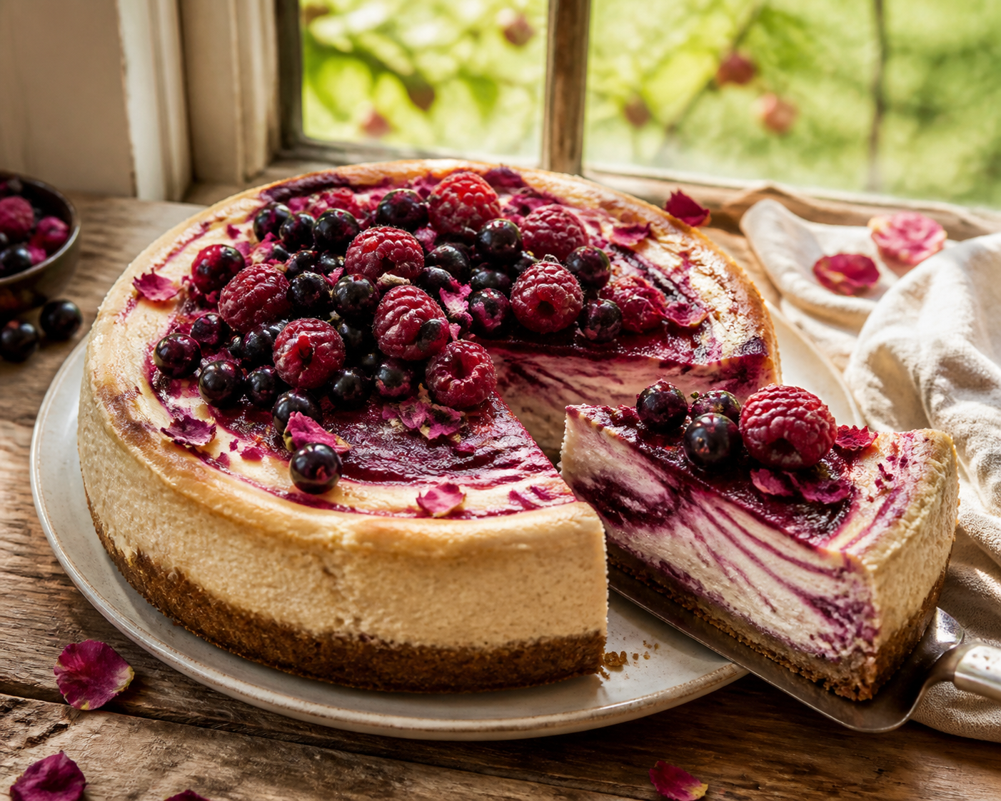 Berry cheesecake made with Vale of Evesham fruit